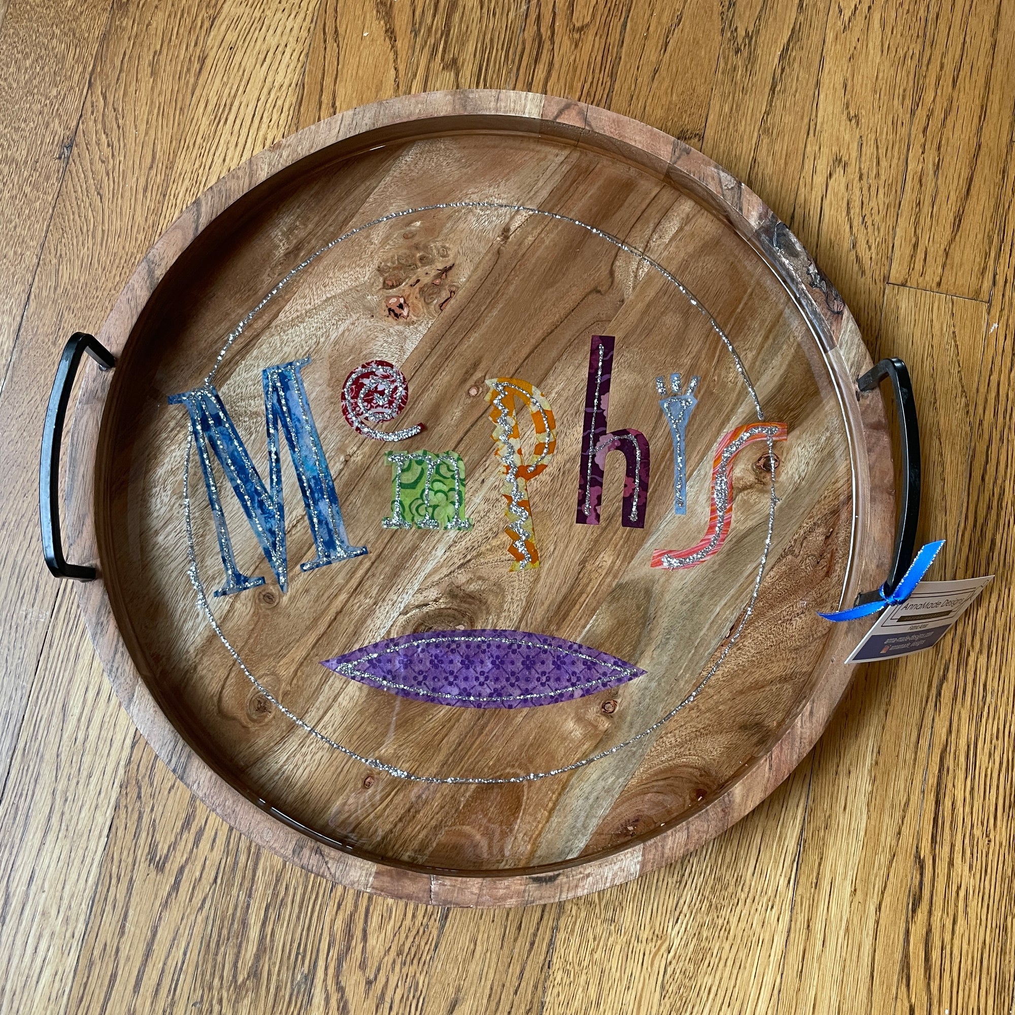 Memphis Neon Small ($125) Wooden Tray  by Original Fabric artist AnnaMade Designs...Anna Kelly (Copy)