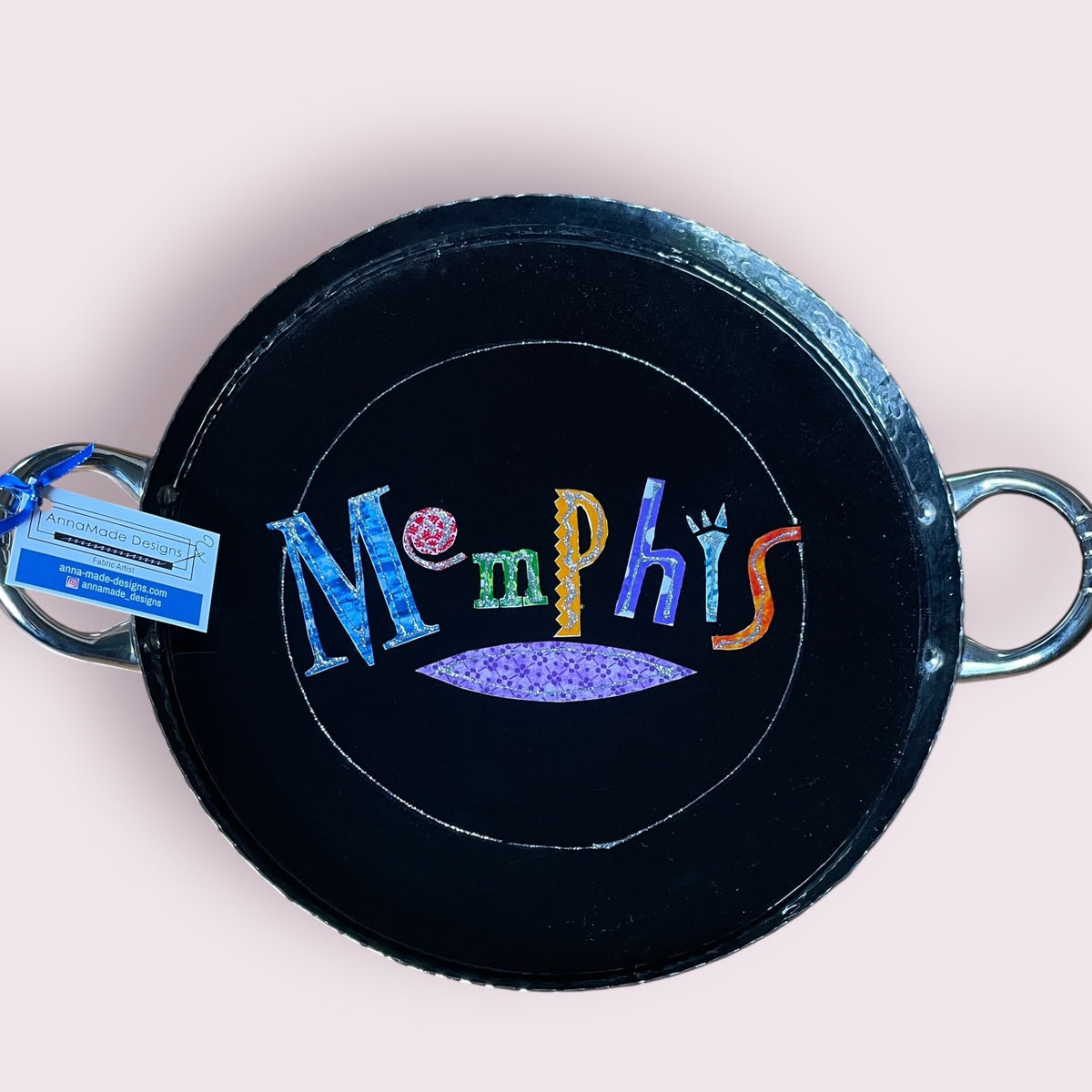 Memphis Neon in Silver Tray 18": Local artist AnnaMade Designs