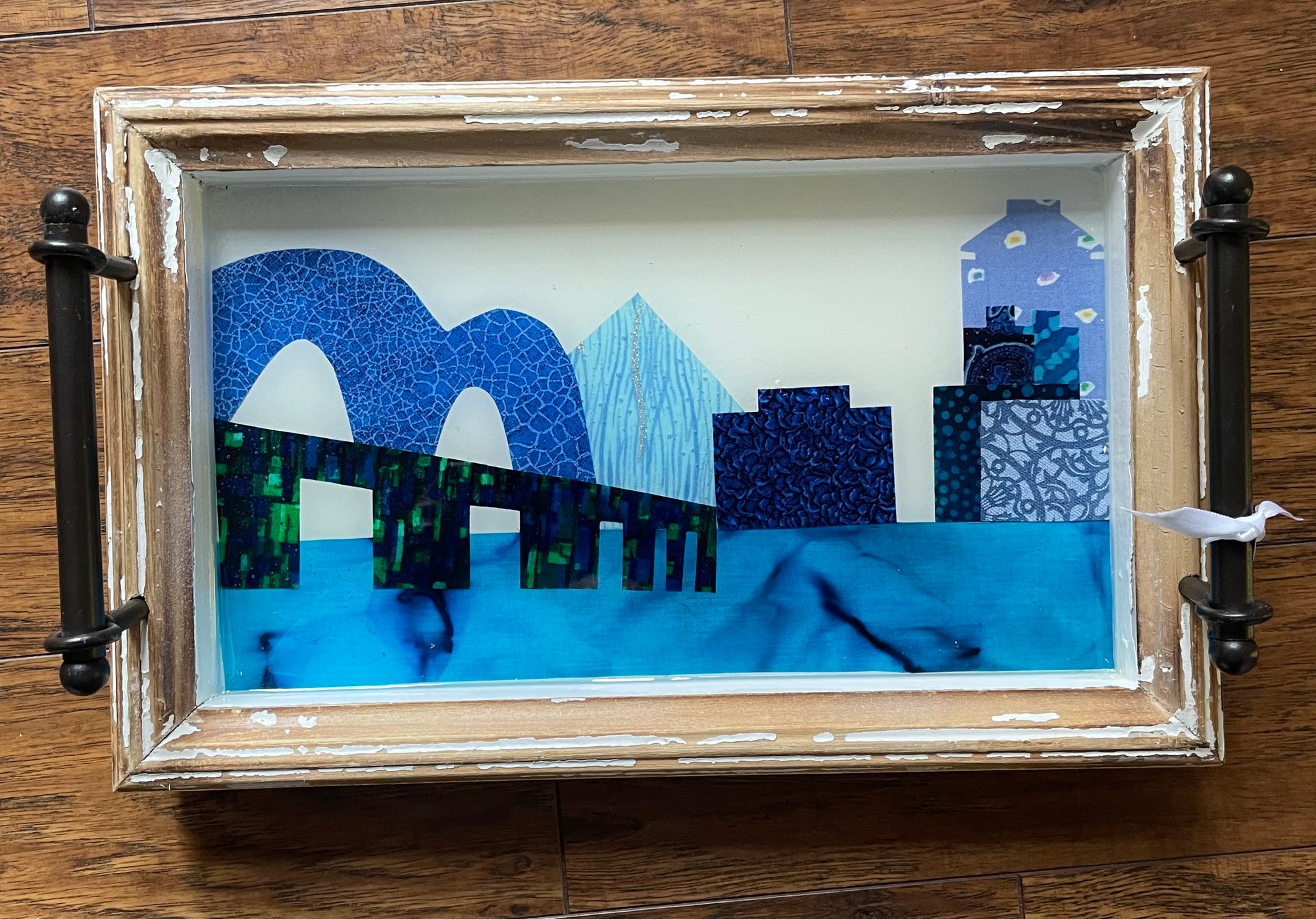 Memphis Skyline Small  Wooden Tray  by Original Fabric artist AnnaMade Designs...Anna Kelly