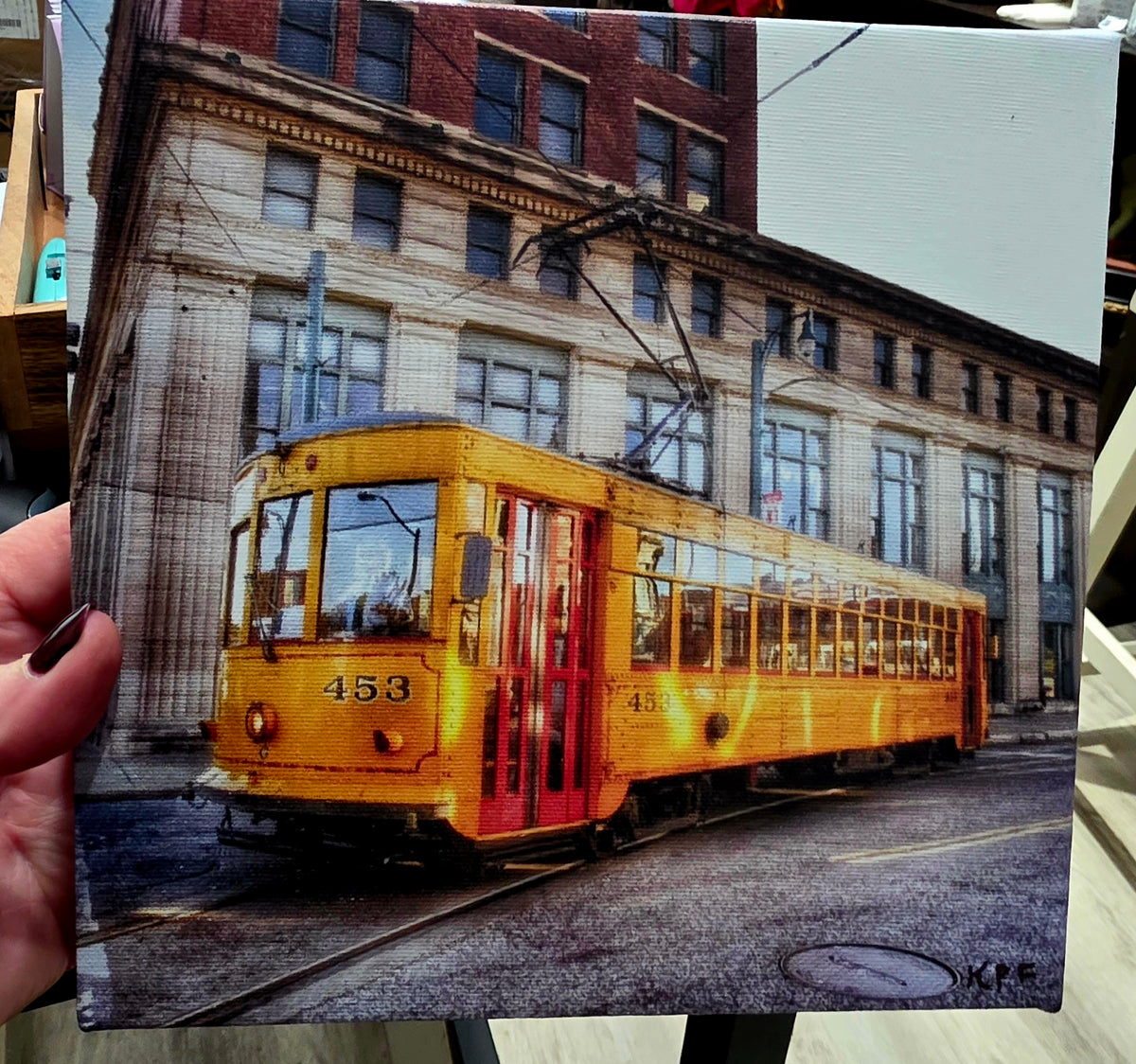 &quot;MEMPHIS TROLLEY&quot; on Canvas, by Karen Pulfer Focht of Memphis Tenn