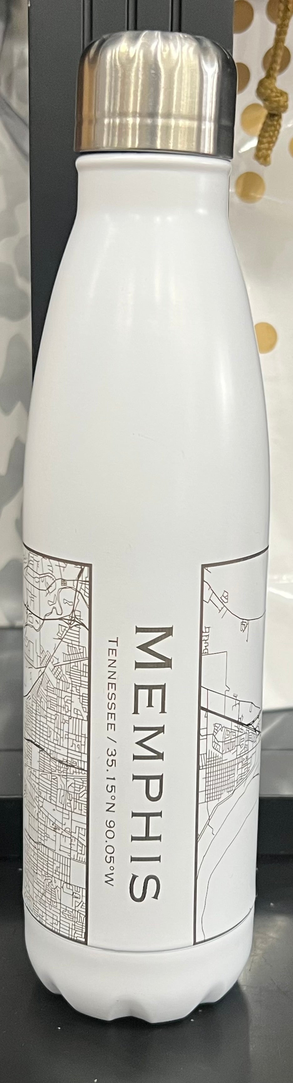Memphis Map 17oz Insulated Bottle Matte Black, Silver or White