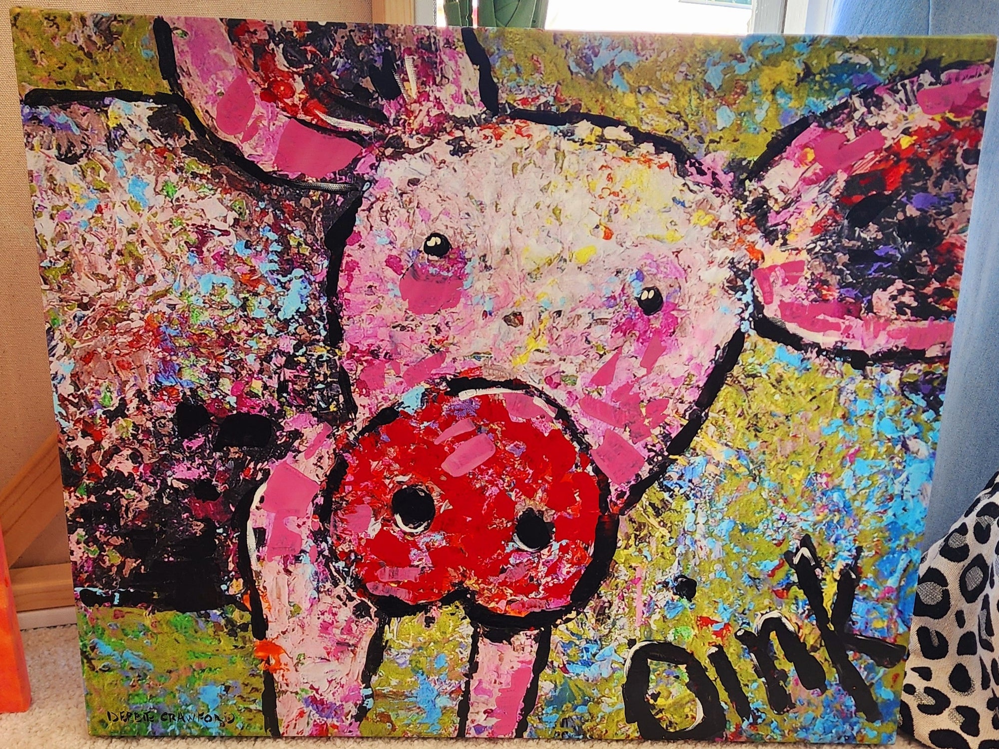 HOGS and KISSES - OINK 20"x16" art by Debbie Crawford McCown