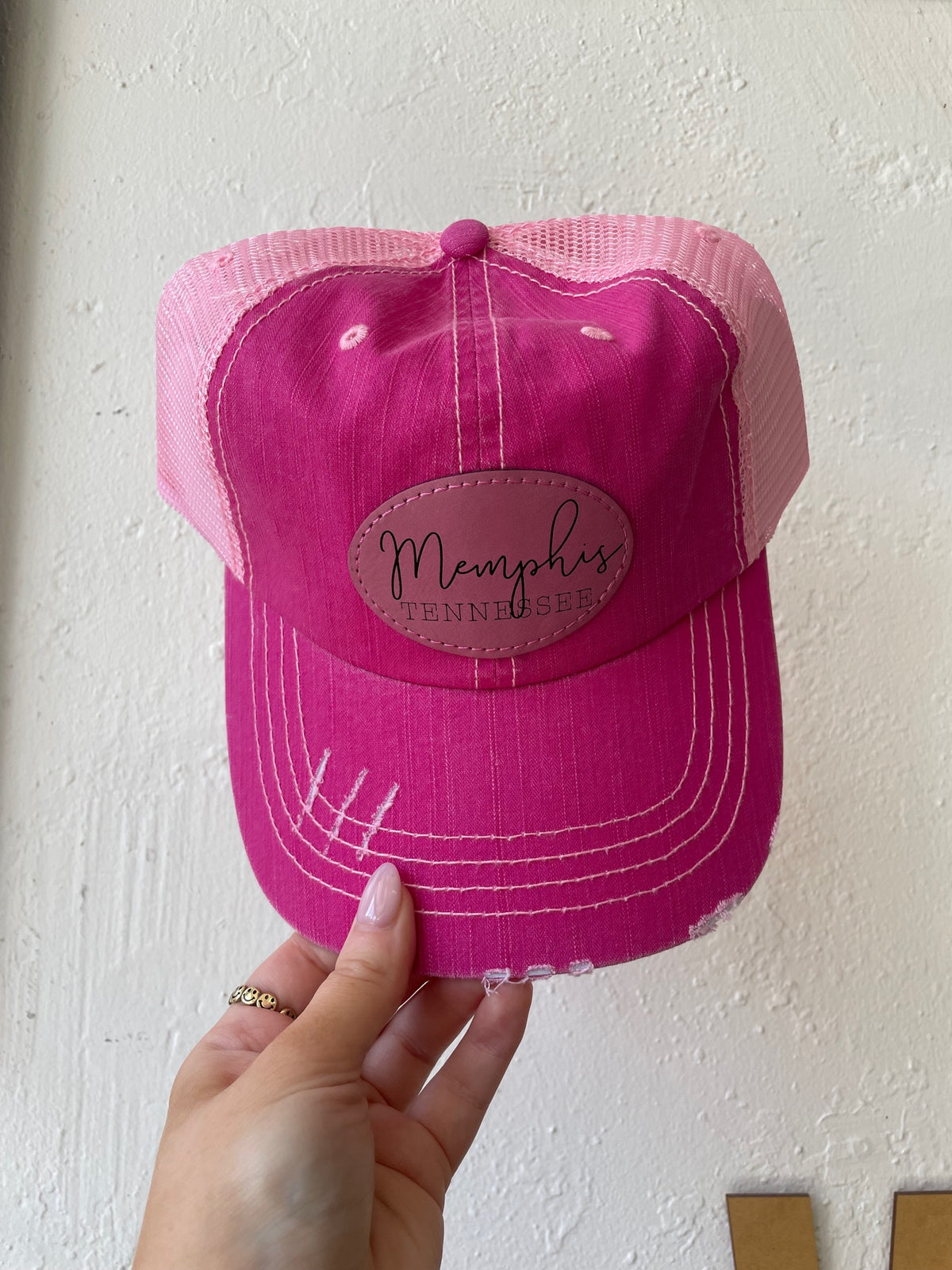 HATS MEMPHIS TENNESSEE Leatherette Patch Engraved Trucker Hat