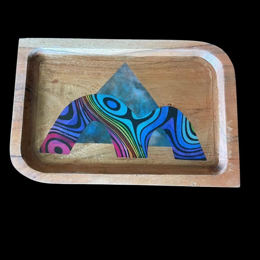 Tiny Bridge and Pyramid: Wooden Tray