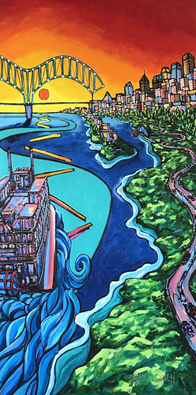 Print"Roll-in up the Mississippi River"  by Local Artist David Lynch