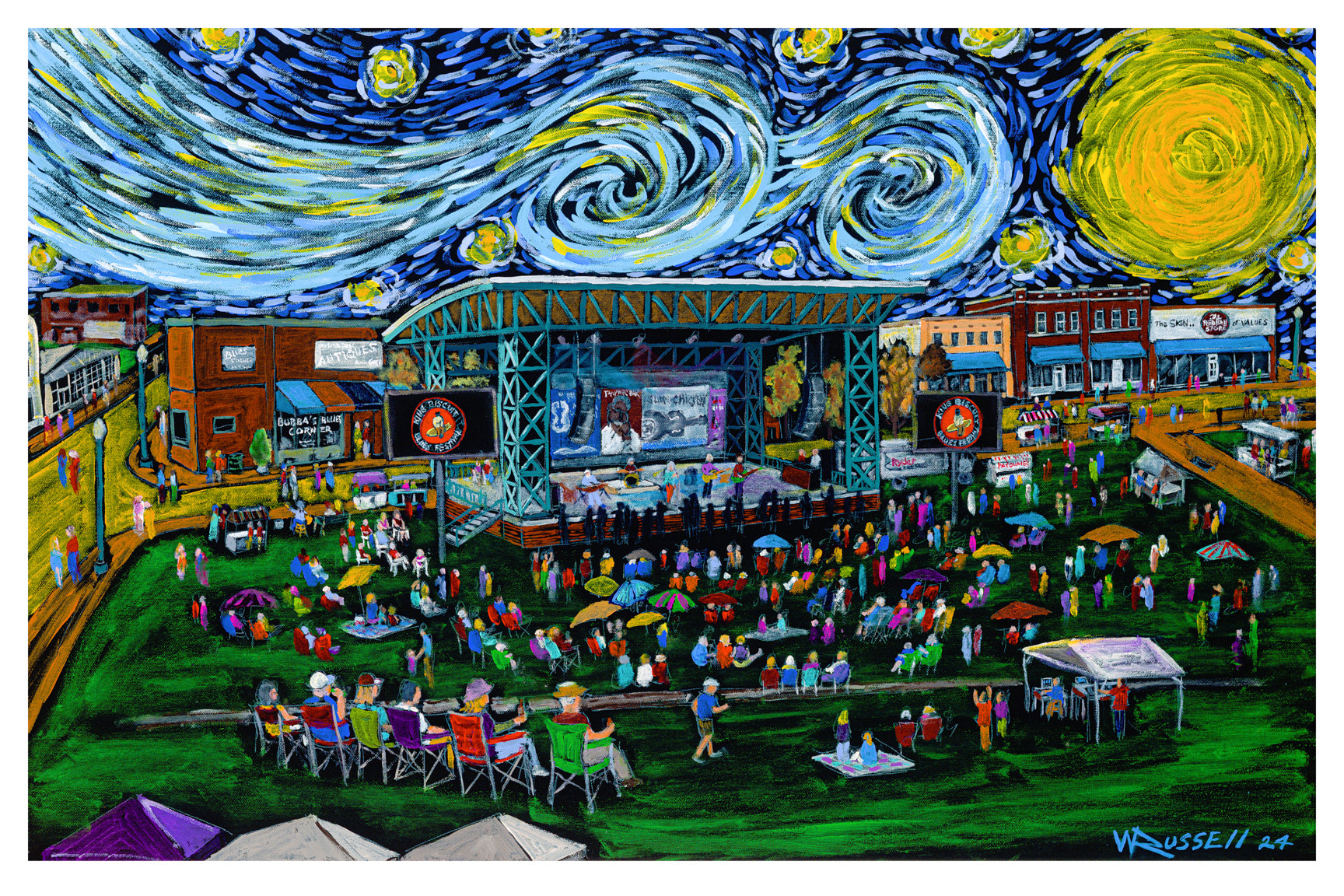 (16" x 24")  Print (Signed & Numbered  of "Starry Night At King Biscuit