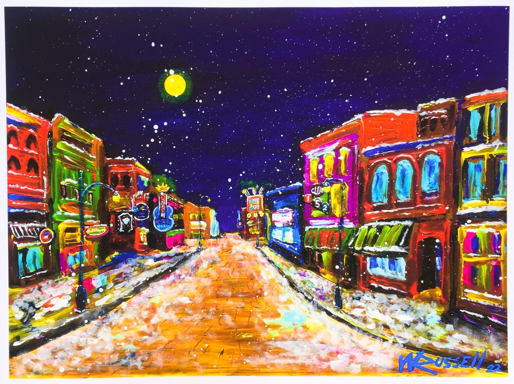 "Snowy Night on Beale' Reprint #1 by Wayne Russell