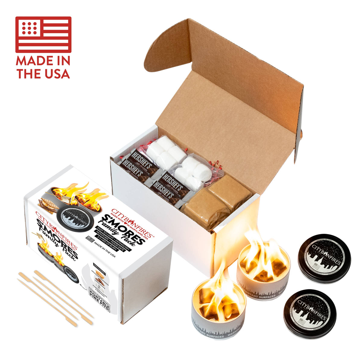 S'mores Family Pack – 2 City Bonfires + S'mores Kit for 8