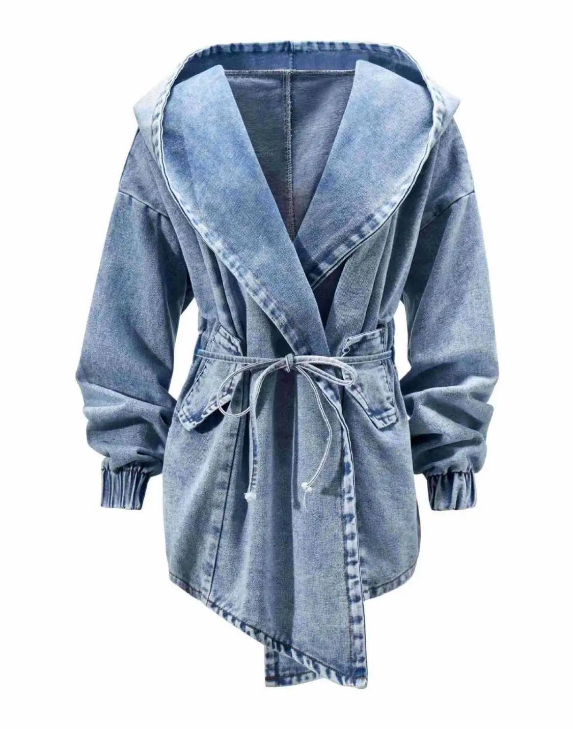 Hooded Wrap Jean Jacket ~ 1 Dk Wash