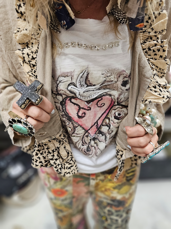 Whispering Dove Heart Distressed Shirt