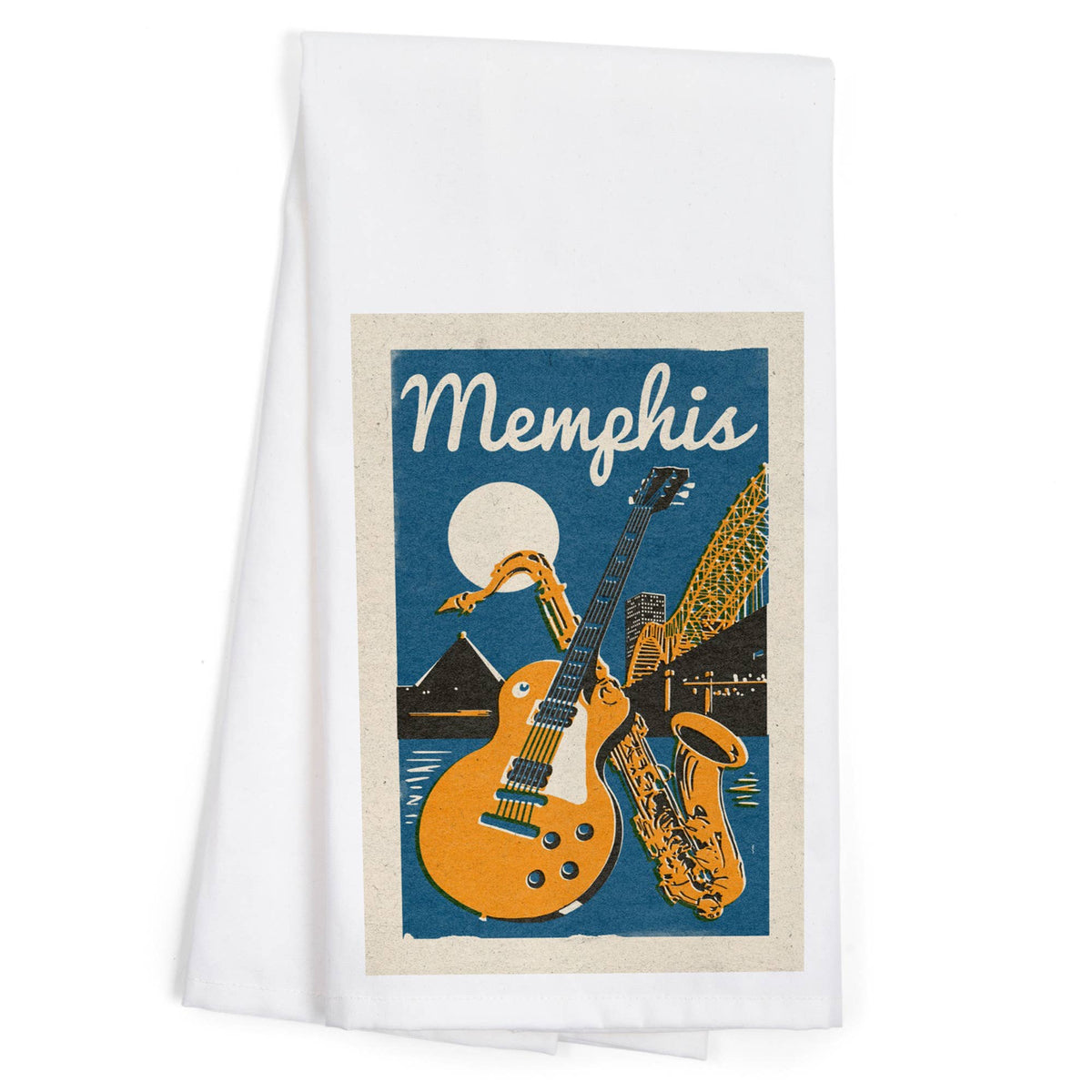 ORGANIC TEA TOWEL Memphis, Tennessee, Woodblock