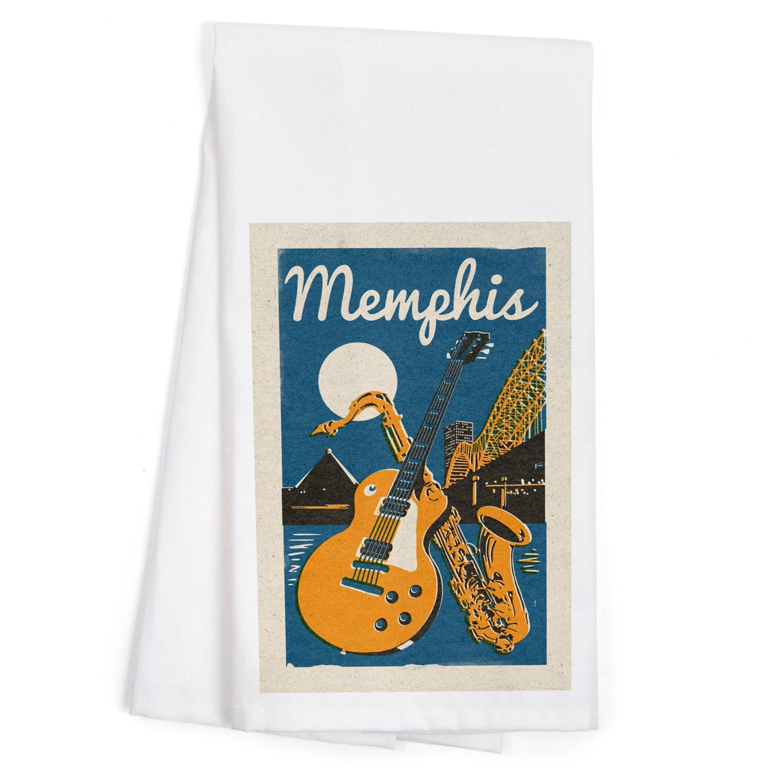 ORGANIC TEA TOWEL Memphis, Tennessee, Woodblock