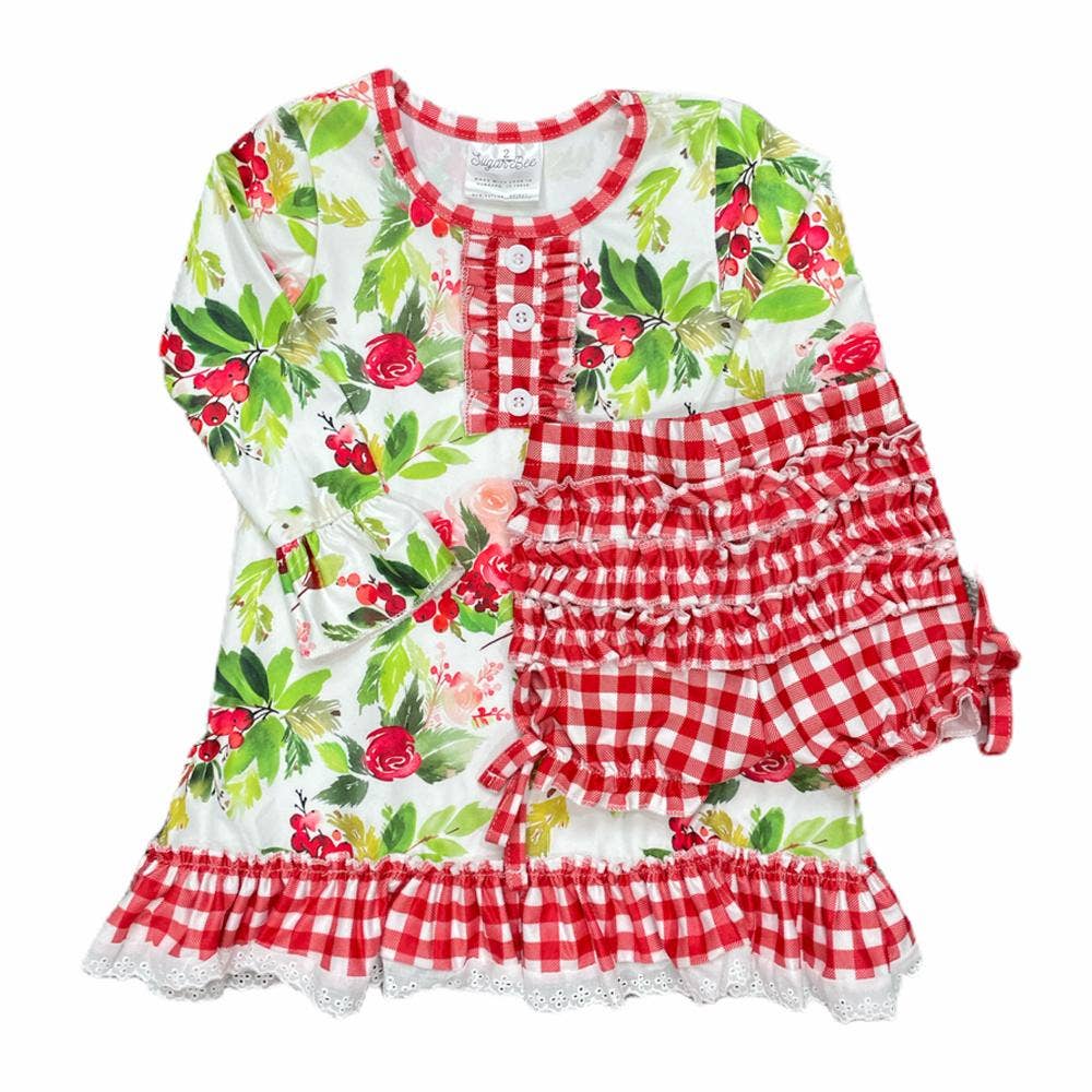 Christmas Floral - Lace Gown with Bloomers: