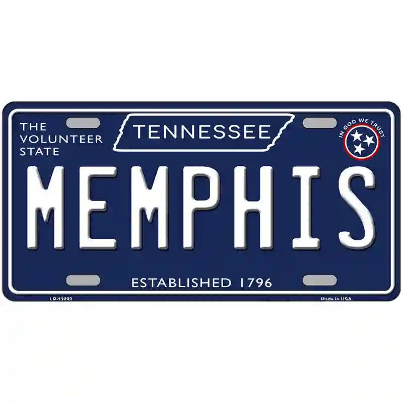 Memphis Tennessee Blue Novelty Metal License Plate Tag
