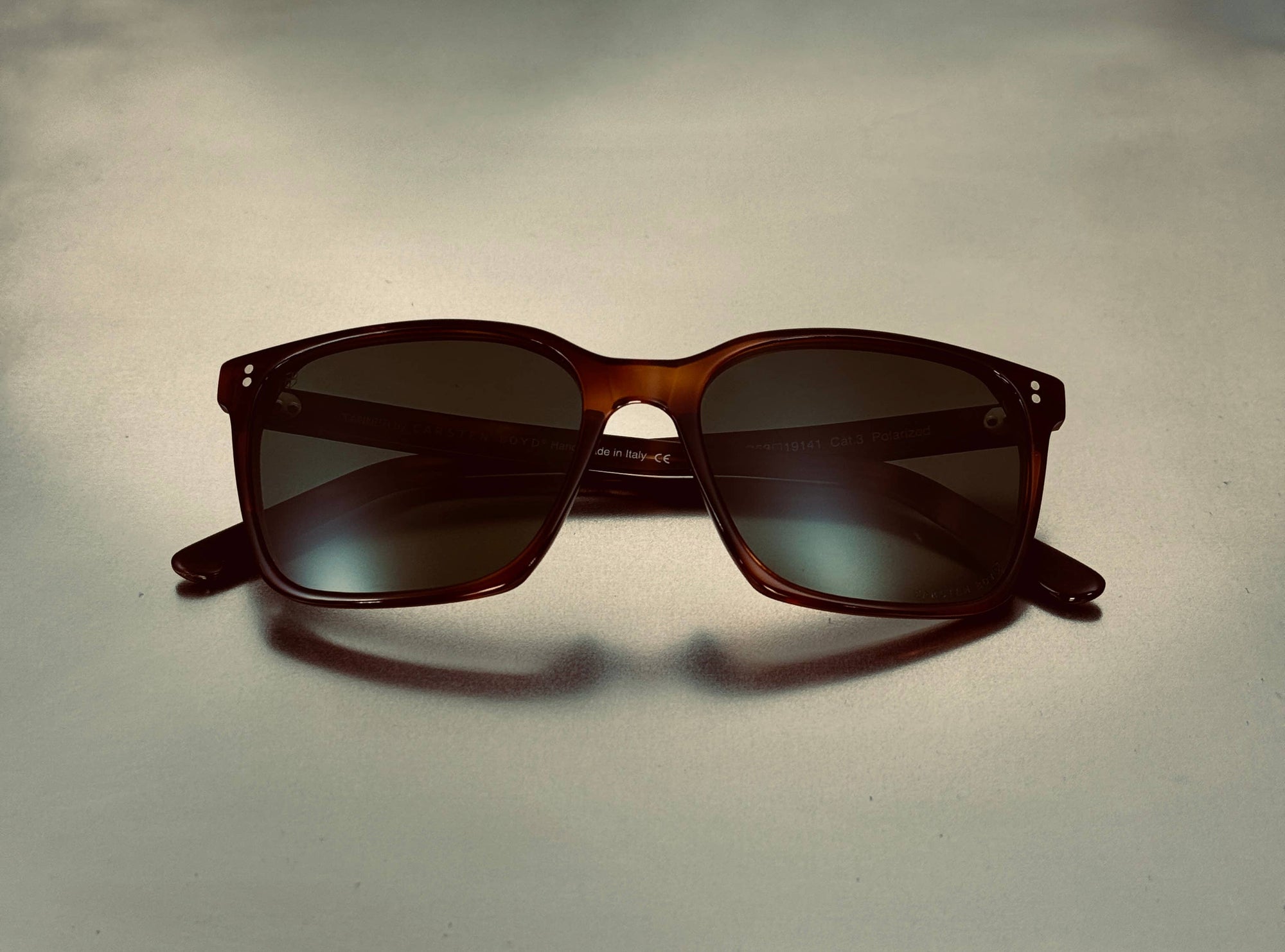 Tanner Unisex Sunglasses, Mazzucchelli Acetate Frame: Havana Brown Tortoise/Green