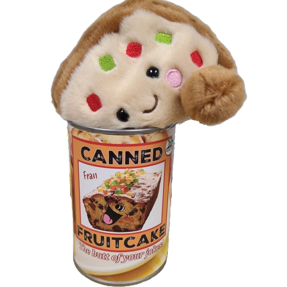 Canned Fruitcake | Plush Fruit Cake w/Jokes | Christmas : Pop Top Lid
