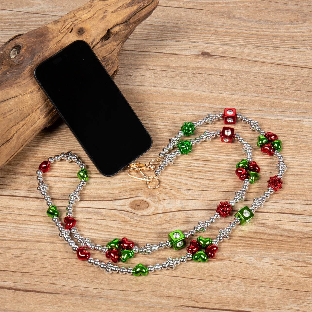 Crystal Christmas Flowers Phone Lanyard
