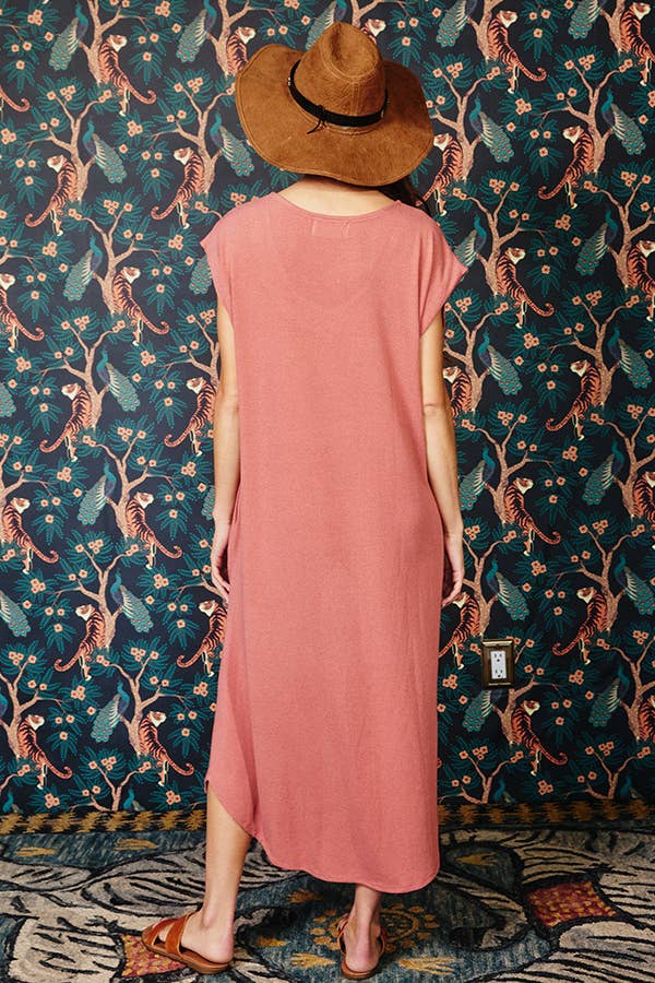 Scoop Neck Boxy Midi Dress