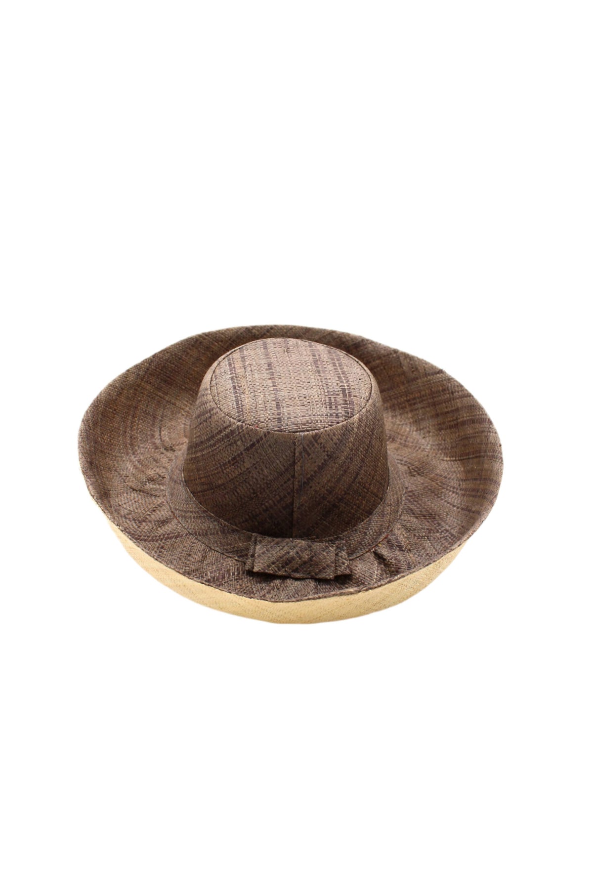 Monica  7" Wide Brim Two Tone Packable Straw Sun Hats