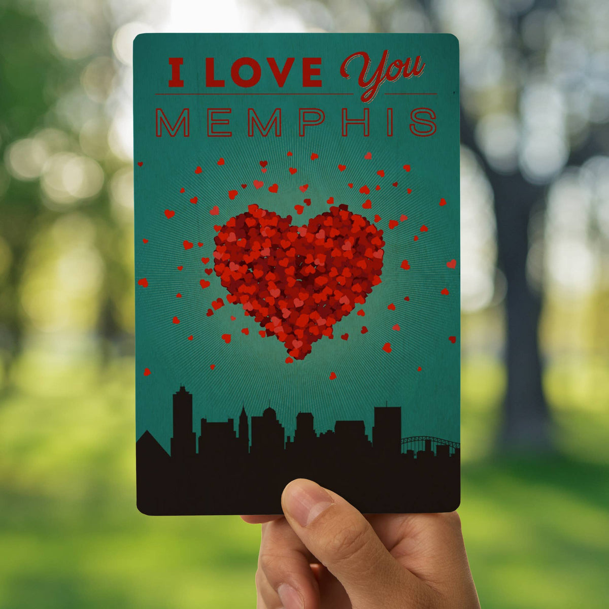 WOOD POSTCARD I Love You Memphis, Tennessee