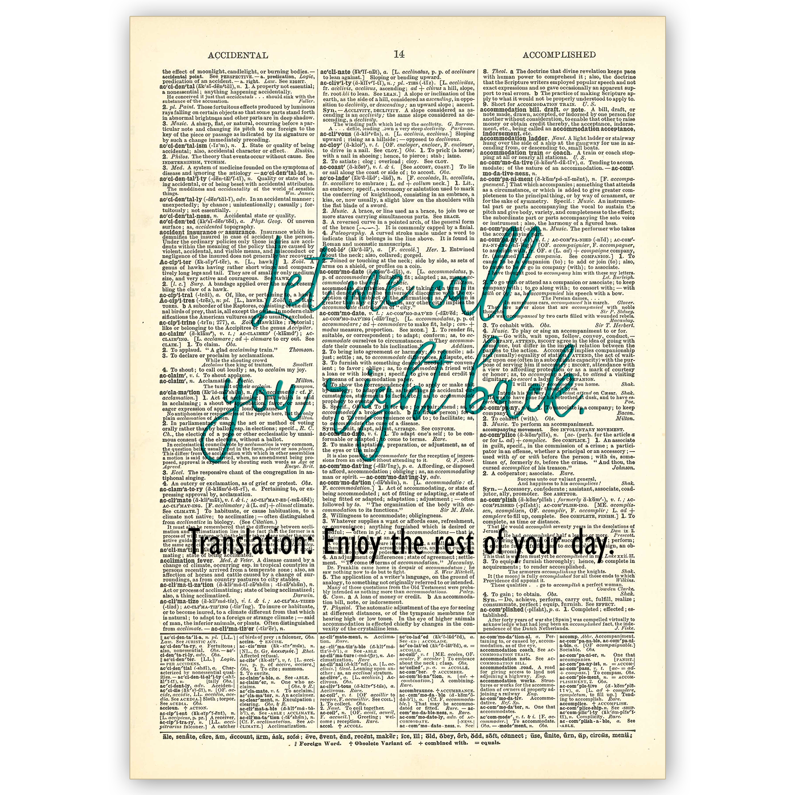 Art Print Dictionary Page | Vintage | Let Me Call You