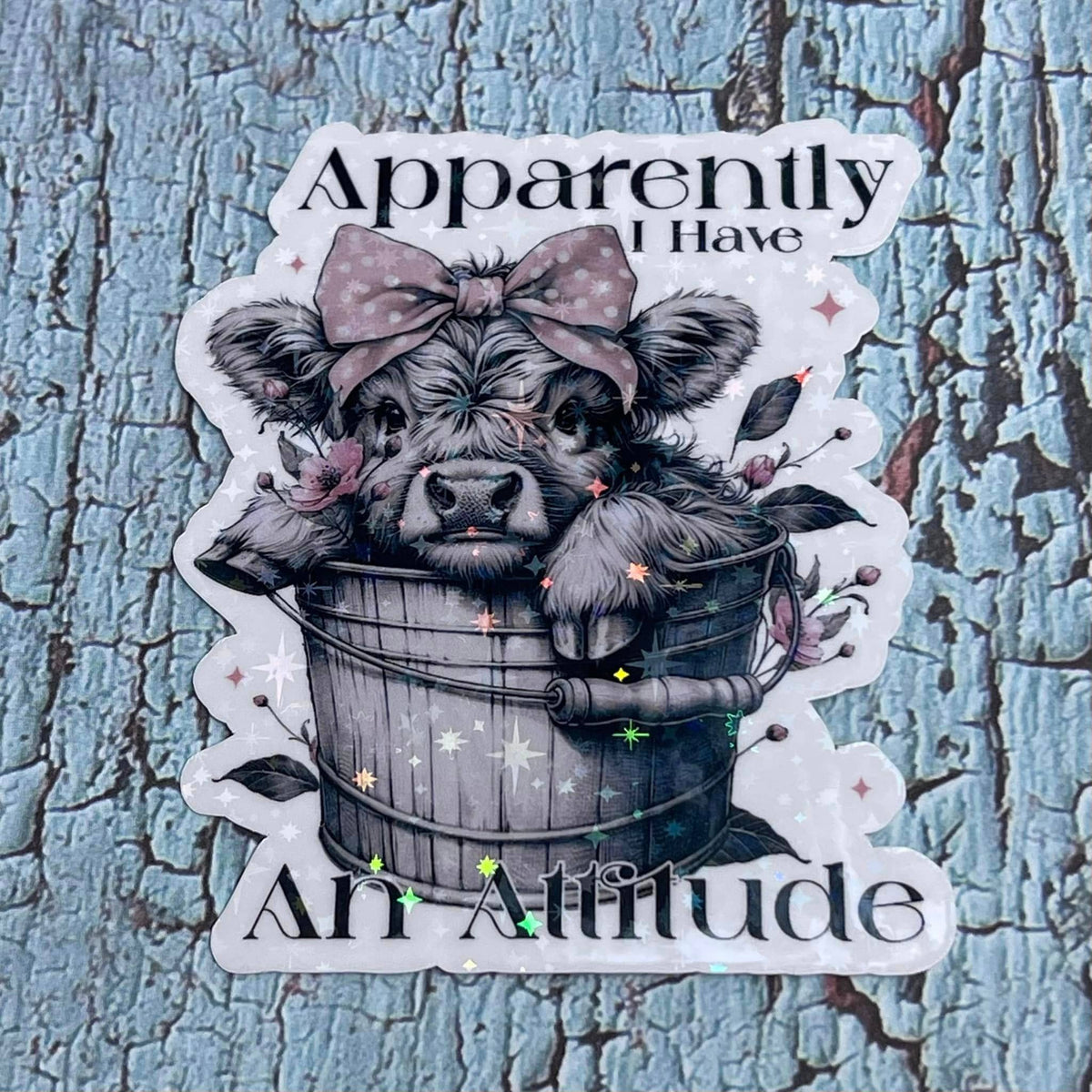 Highland Cow Attitude Die Cut Vinyl Sticker