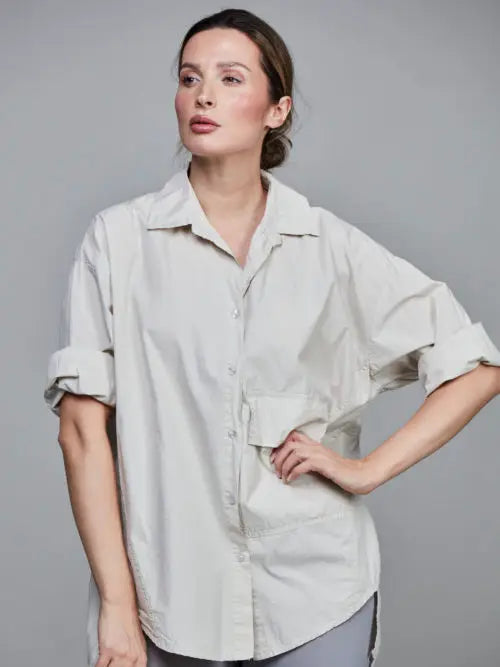 Pocket Cotton Short Shirt ONE SIZE