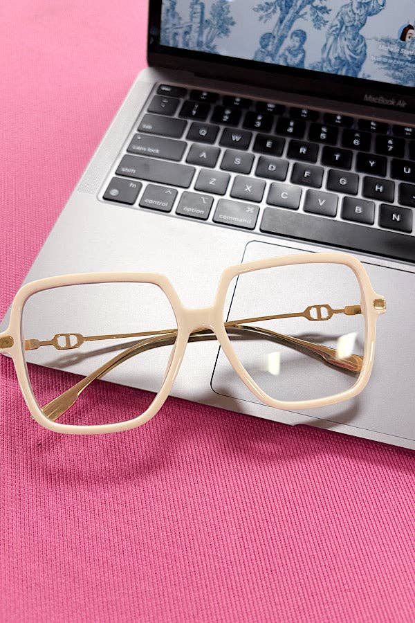 Natalie Beige Square Blue Light Glasses