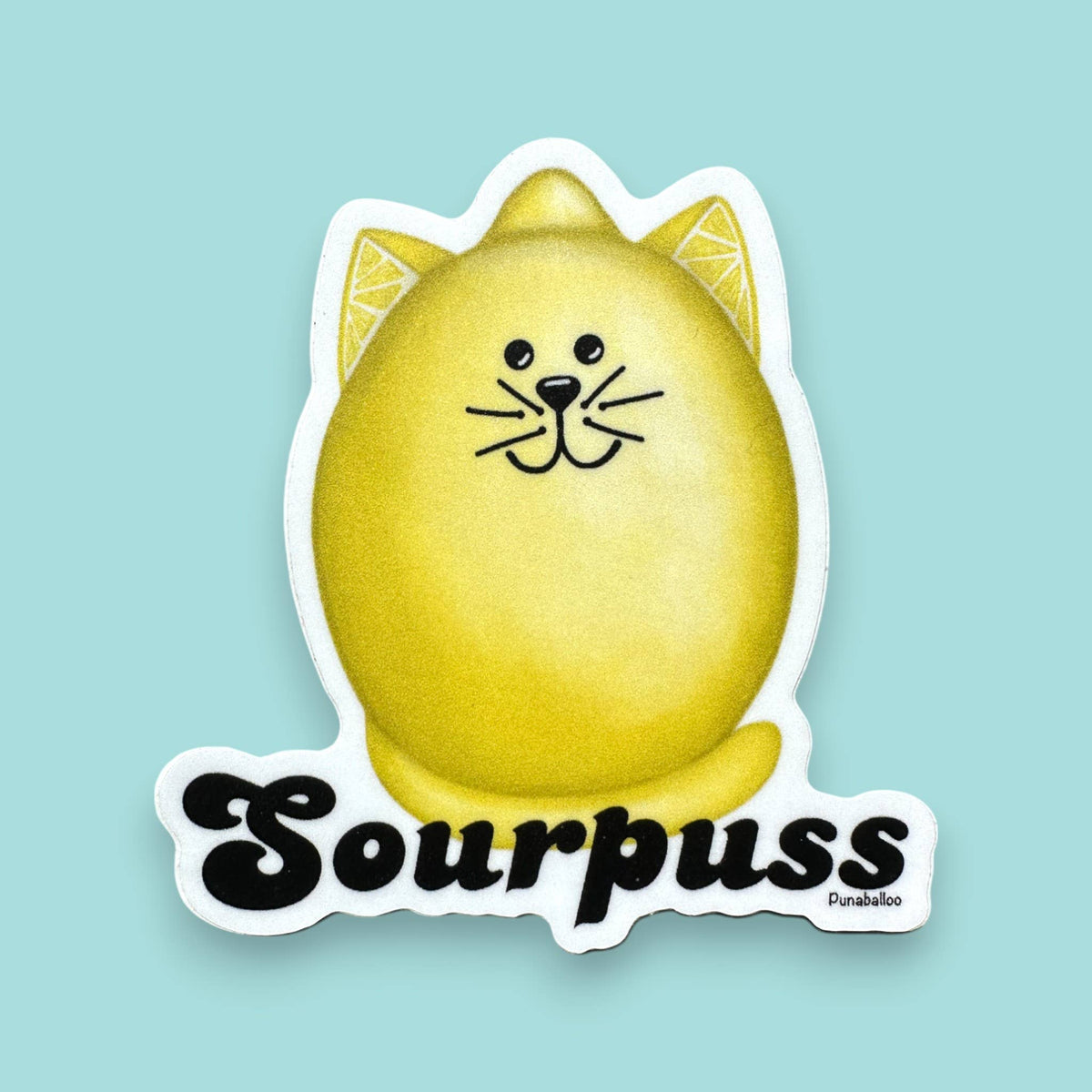 Sourpuss 3" Vinyl Cat &amp; Lemon Pun Sticker