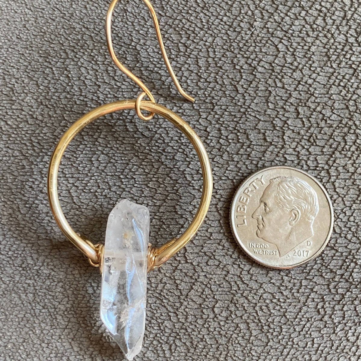 Quartz - Crystal Quartz Hoop Earrings and Necklace Gift Set : Gold Plated