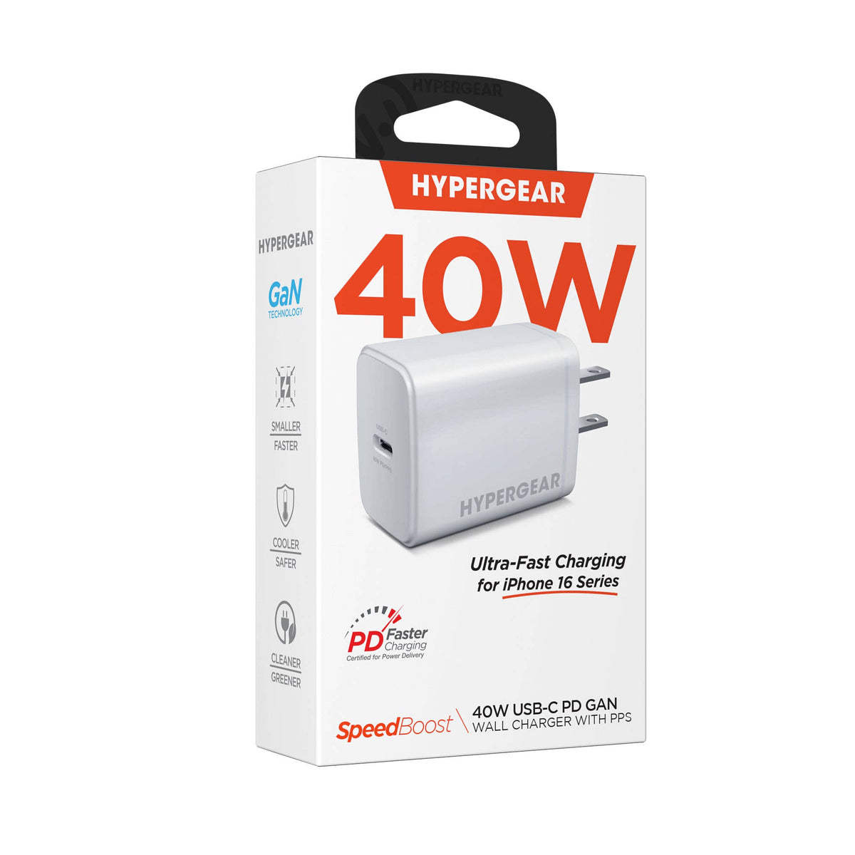 SpeedBoost 40W USB-C PD GaN Fast Wall Charger with PPS