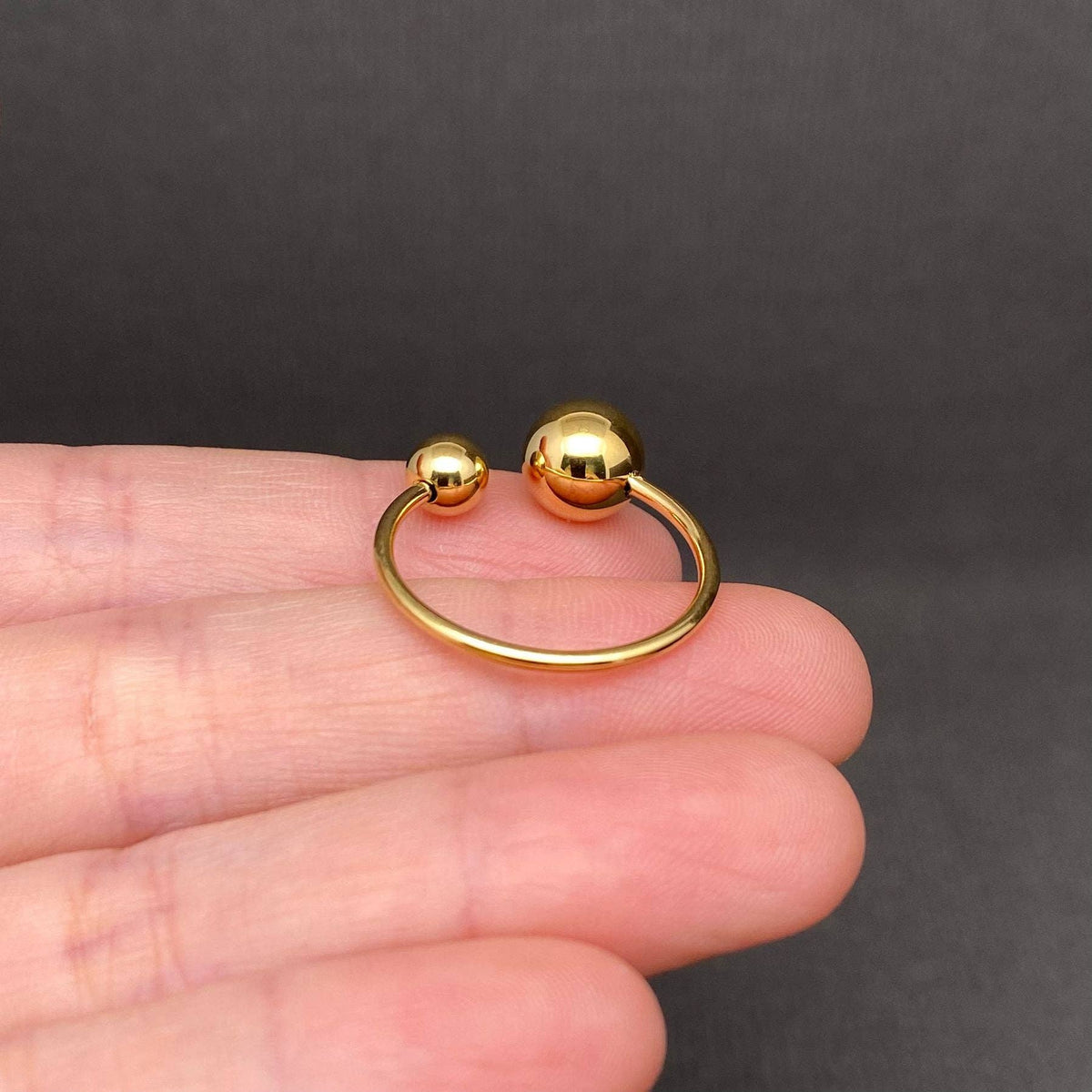 Glossy Ball 18K Gold Plated Stainless Steel Ring - FGS