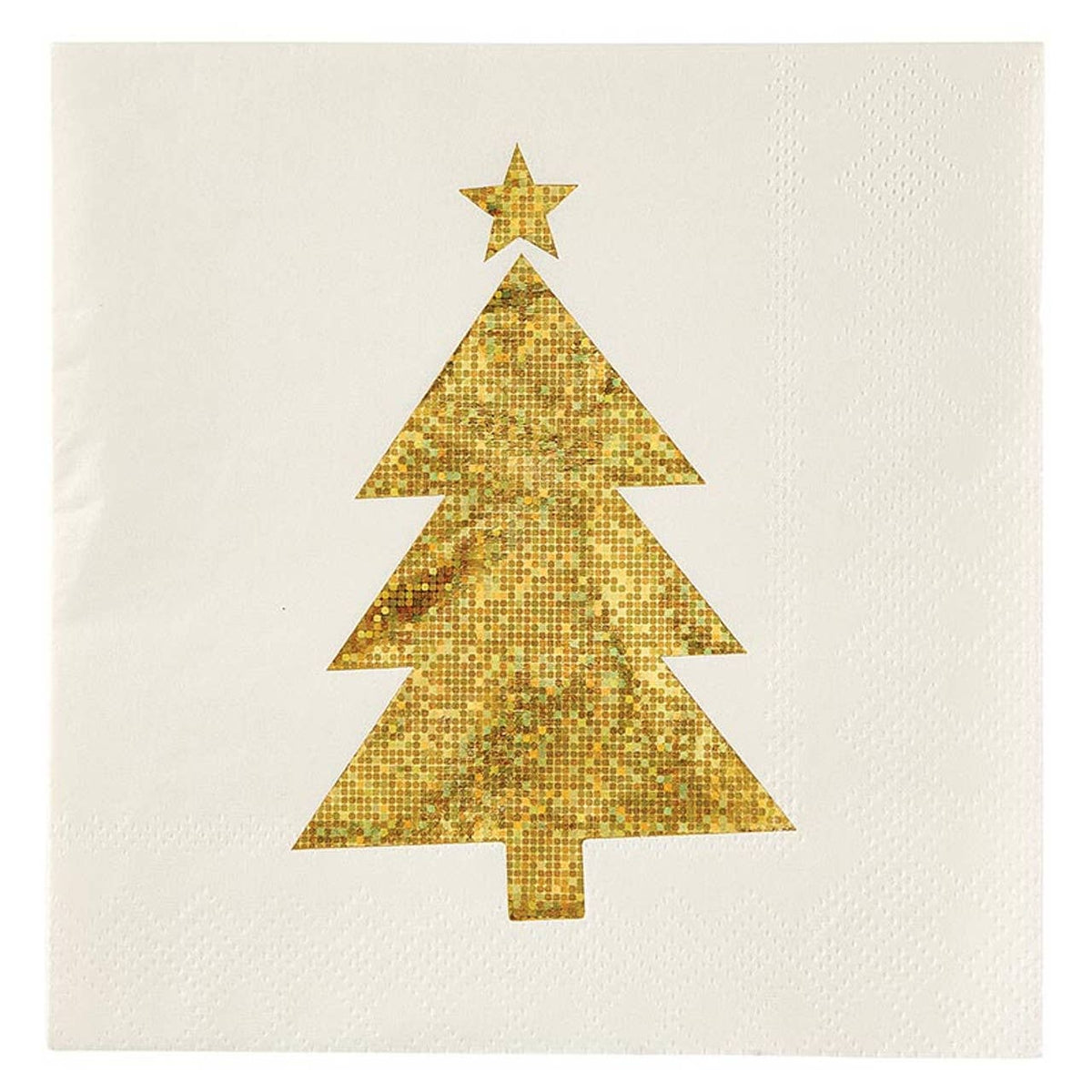 Ceramic Napkin Tray + Napkins - Gold Glitter Tree: Ceramic, Paper, Ribbon