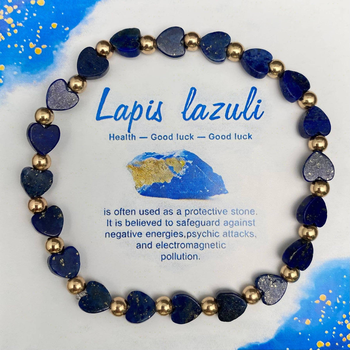Heart-shaped Stone Beaded Bracelet with Card - CS