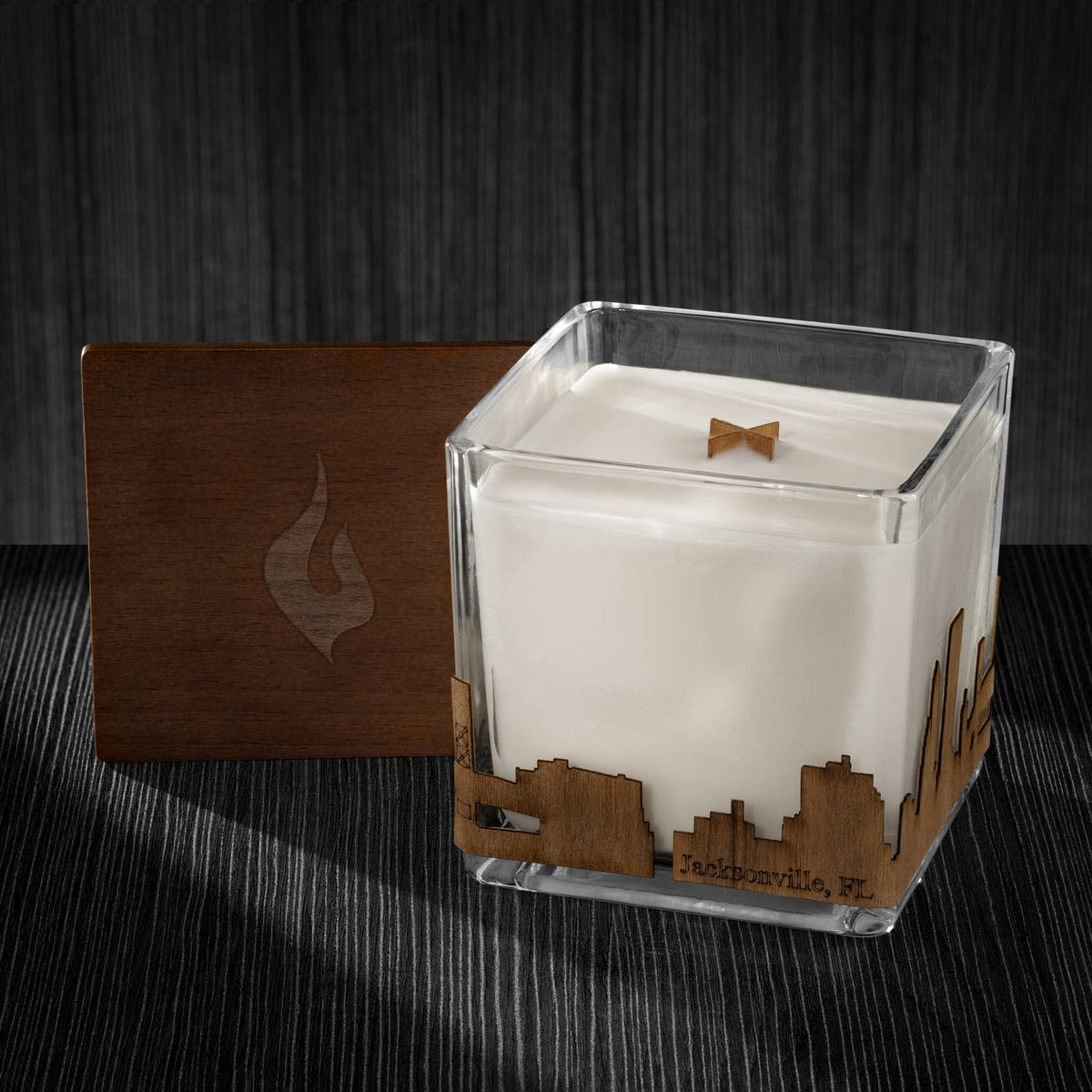 Wood Wrapped City Skyline Candle 4x4x4: Memphis Tennessee
