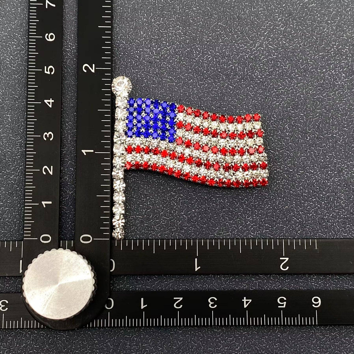 Sparkling Rhinestone American Flag Brooch - A