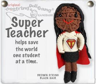 Super Teacher (Girl, Brown String) String Doll Keychain