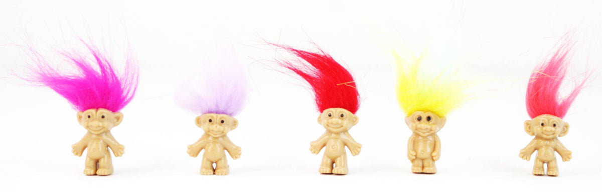 Mini Troll Dolls - 1”x2.5” Tall 1980s 1990s Novelty POP Toy 