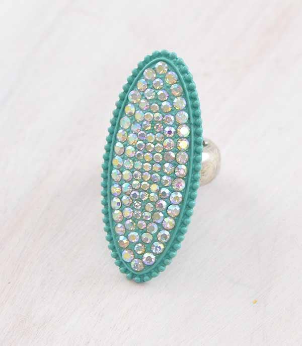 Rhinestone Oval Ring