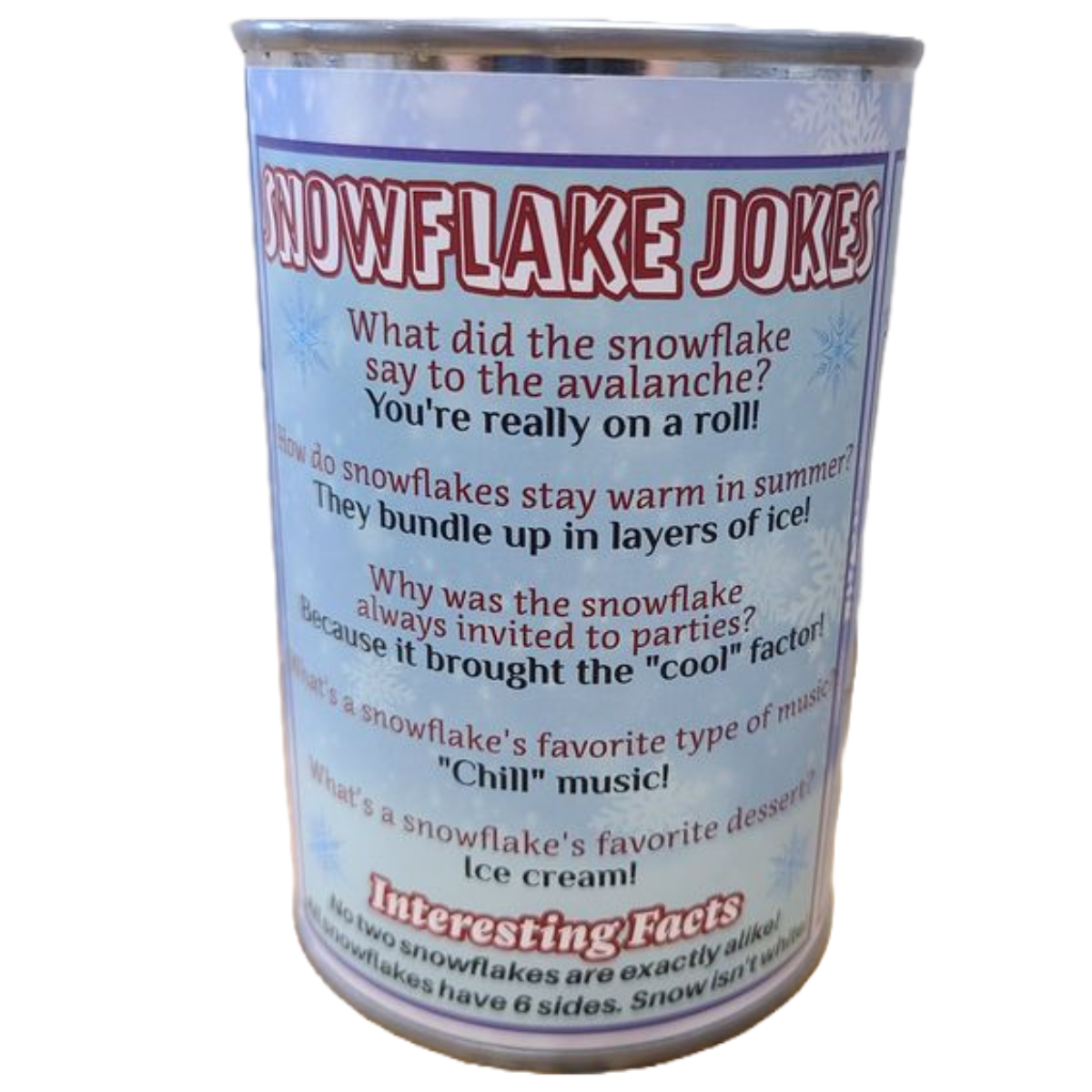 Canned Snowflake - Christmas Plush in Can w/Jokes: Pop Top Lid