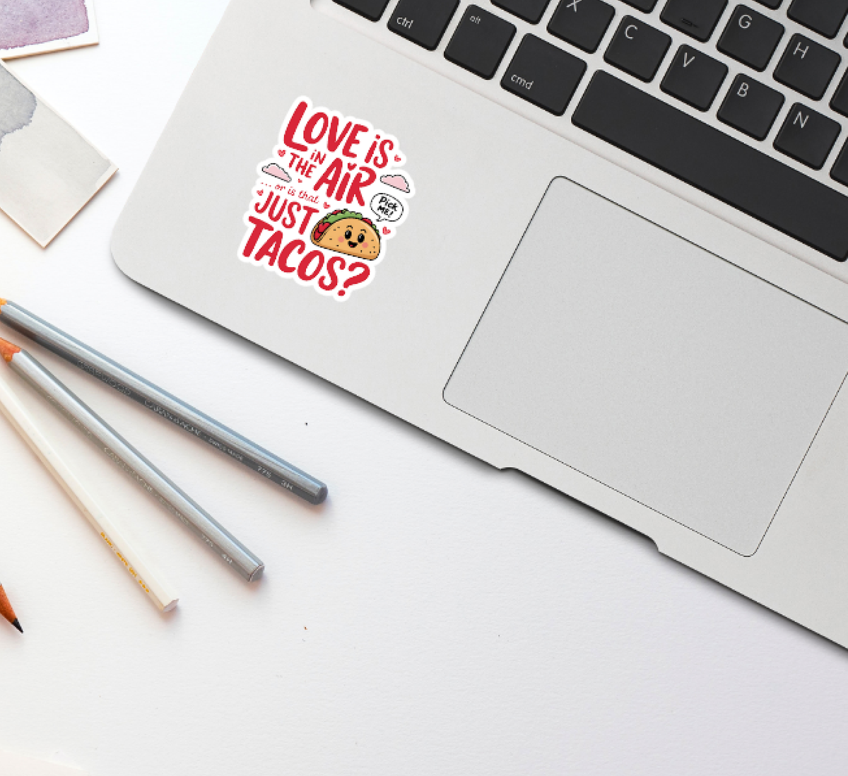Love Is In The Air Tacos Die Cut Vinyl Sticker