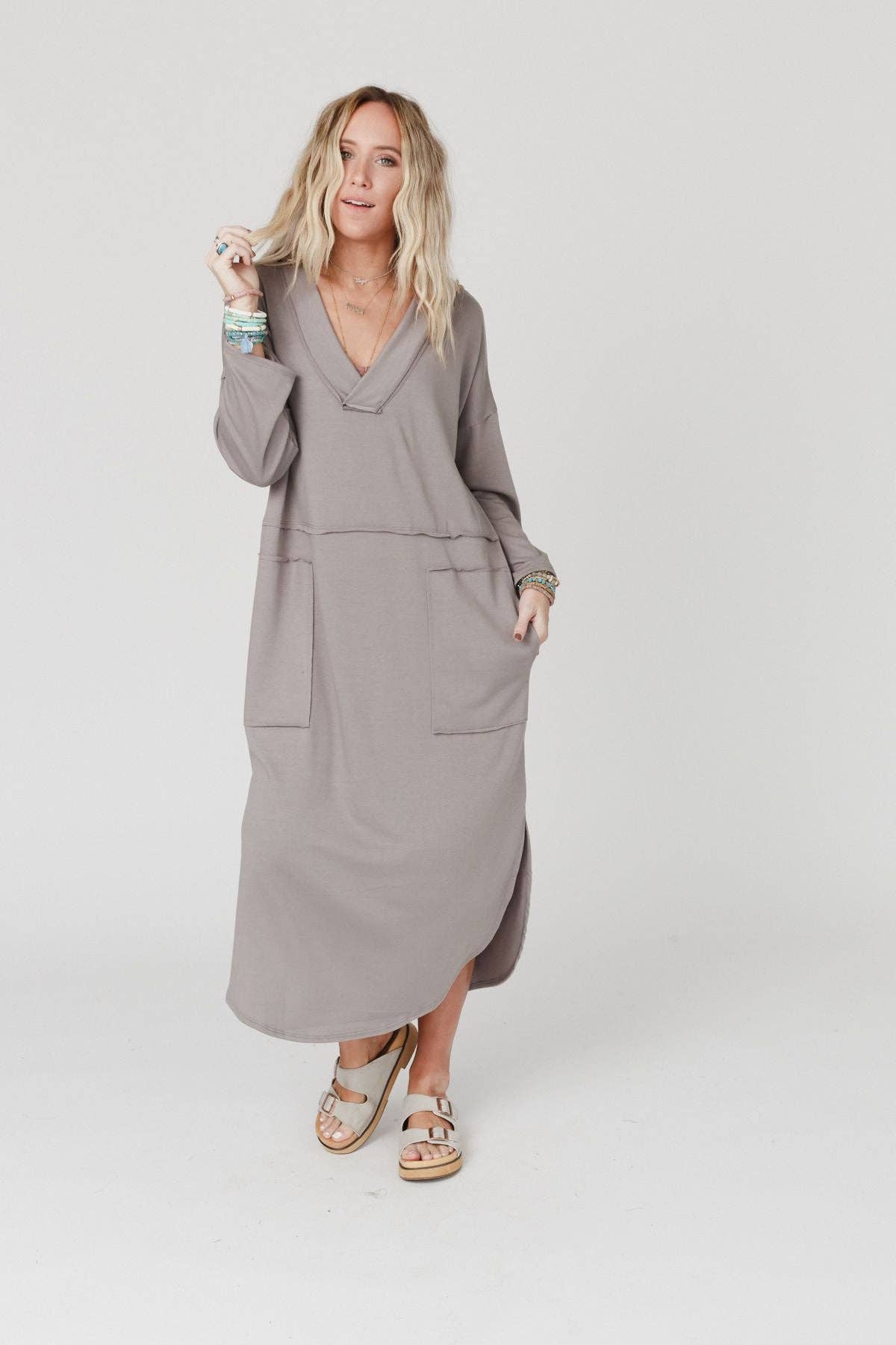 Meadow Long Sleeve Slit Maxi Dress - Coco