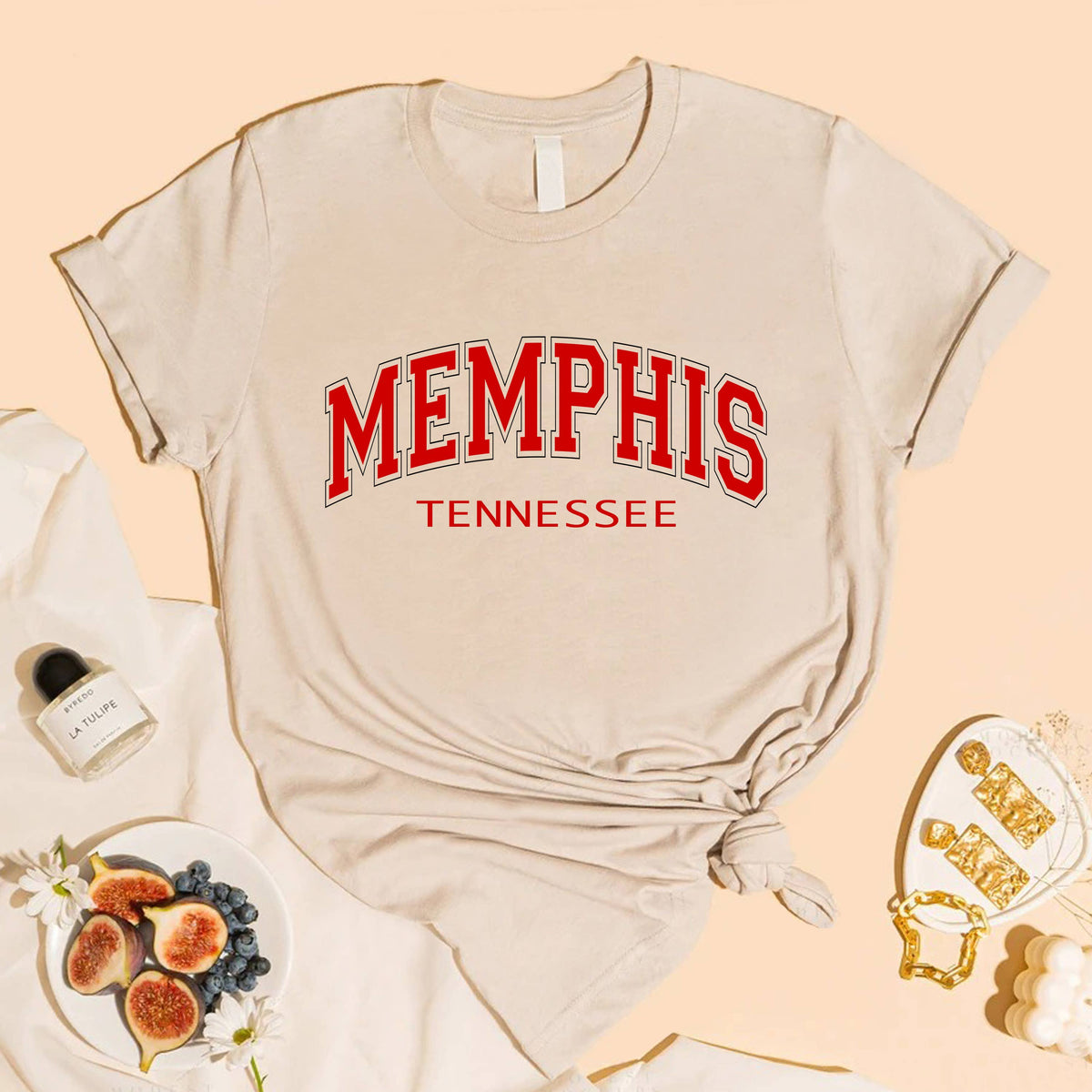 "Memphis Tennessee" Travel Typography Women's Jersey Tee