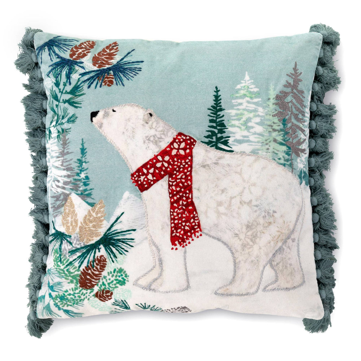 Alpine Forest Pillow with Tassels