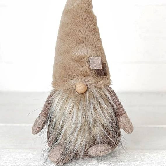 KNOME-13" H X 7" W-BROWN CORDUROY OUTFIT, FUR HAT