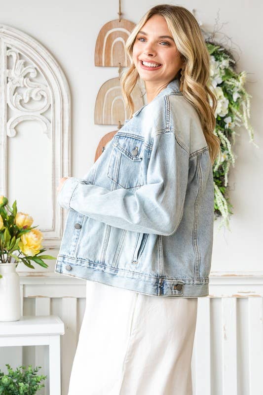 Spot Wash Classic Trucker Denim Jacket: Denim Blue