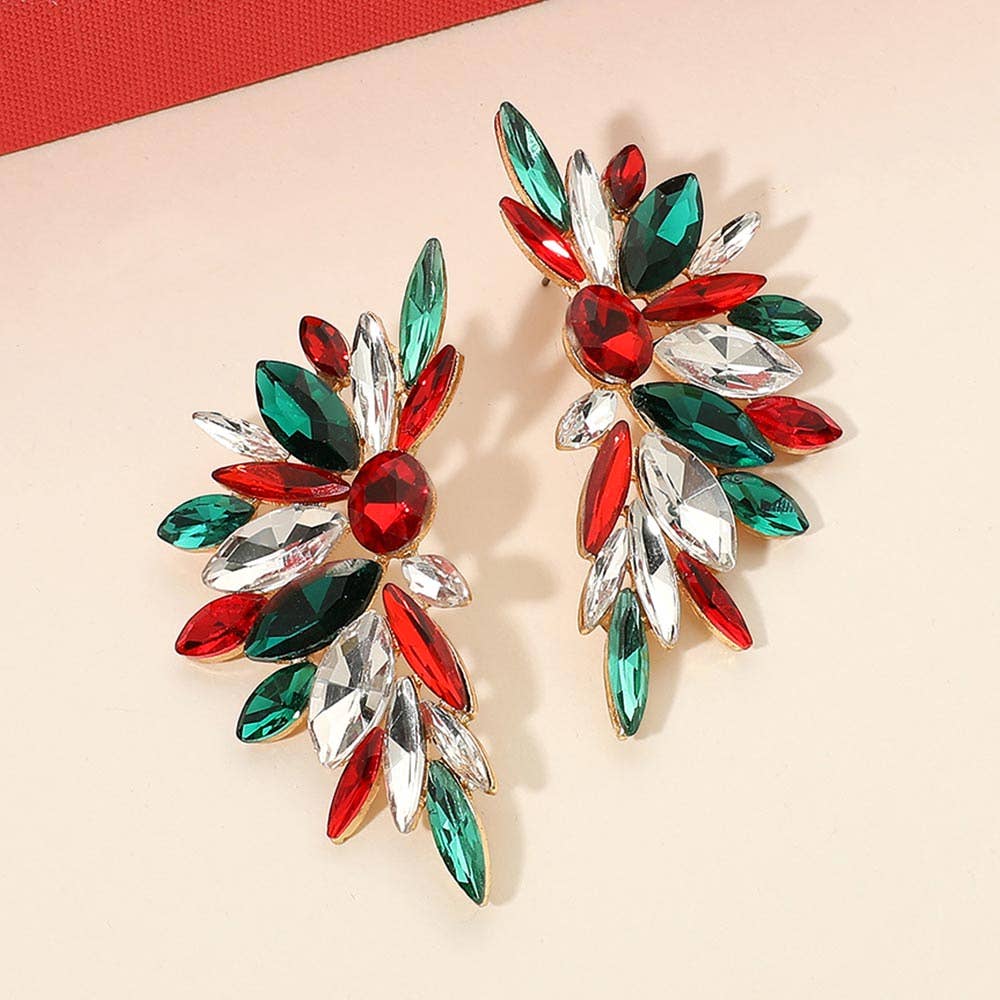Holiday Marquise Stone Cluster Embellished Earrings