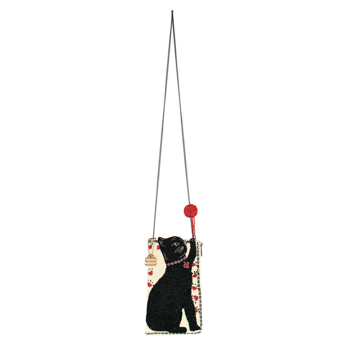 Purr-suit Kitty Cat and Yarn Crossbody Beaded Phone Bag