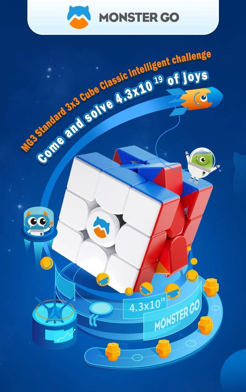 Monster Go GanCube 3x3 Fast Rainbow Training 3 Color Speed Cube