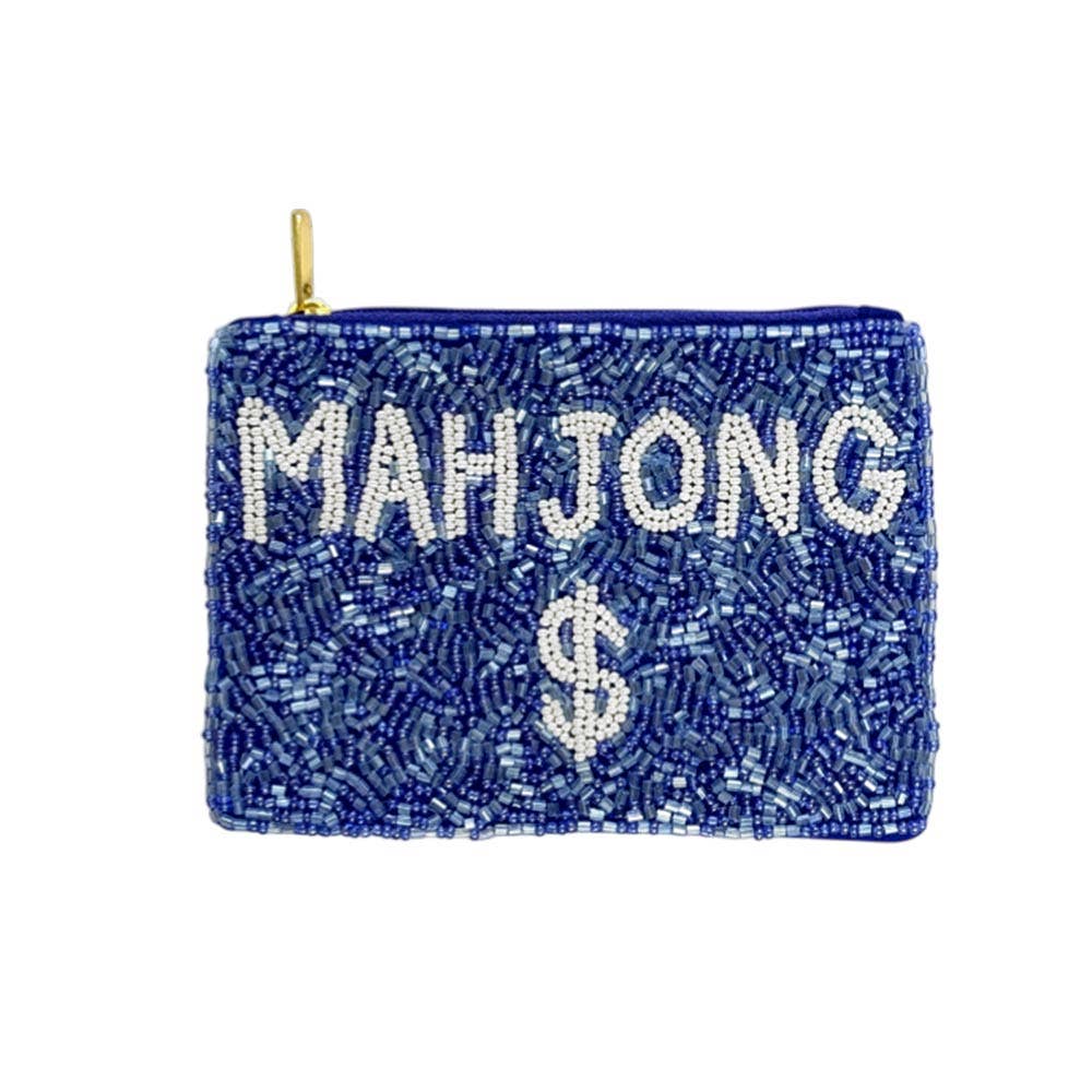 MAHJONG Message Beaded Mini Pouch Bag